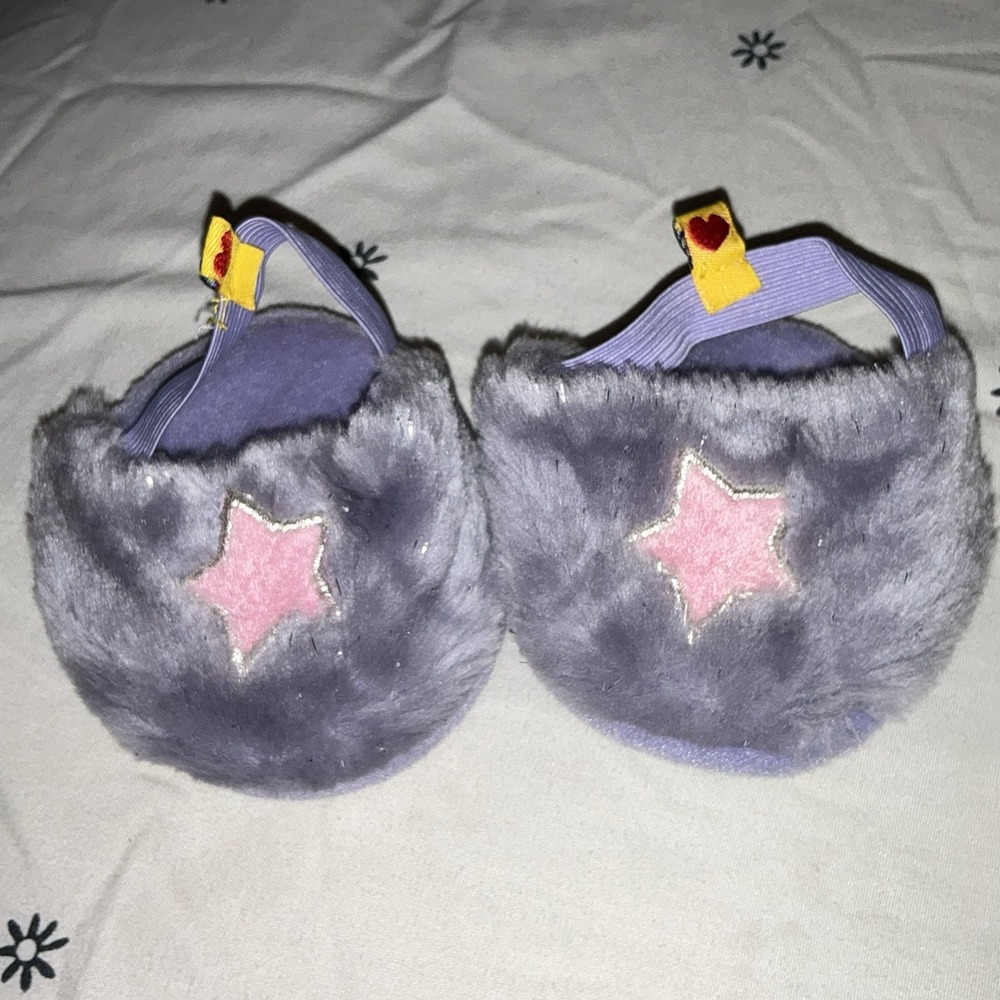 Build A Bear Shoes Slippers Star Purple Furry Fuzzy Accessory BABW Pajamas Sleep